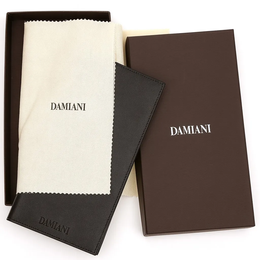 Scatola personalizzata con logo stampa a un colore su tessuto e stampa a caldo su cartone Damiani